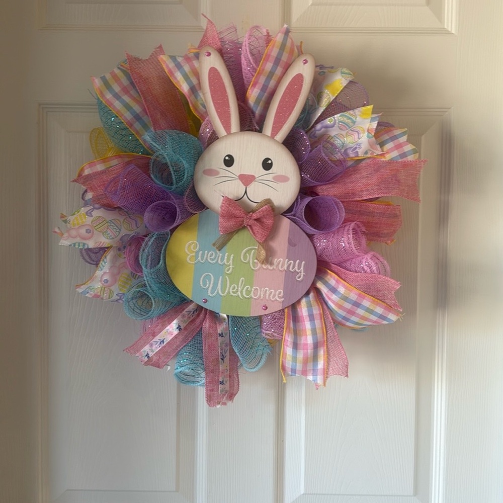 Colorful Easter Bunny Wreath